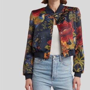 Industry Republic Clothing Crop Bomber Jacket Tropical Bloom Size L